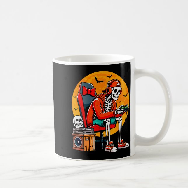 Halloween Skelett Gamer Lustiges Video Gaming Hall Kaffeetasse (Rechts)