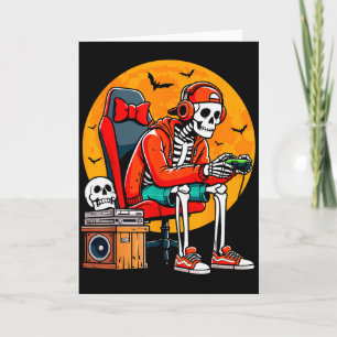 Halloween Skelett Gamer Lustiges Video Gaming Hall Karte