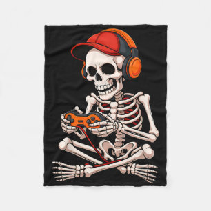 Halloween-Skelett-Gamer Lustiges Video-Gaming-Jung Fleecedecke