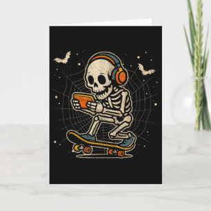Halloween-Skelett-Gamer-Video-Gaming-Spaß-Skelett Karte