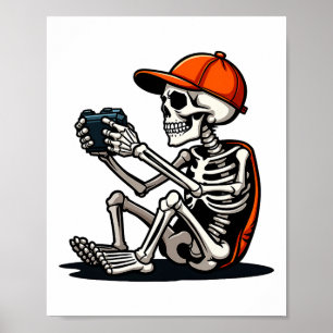 Halloween-Skelett-Gamer-Videospiel 1 Poster