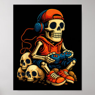 Halloween-Skelett-Gamer-Videospiel-Geist-Hallow Poster