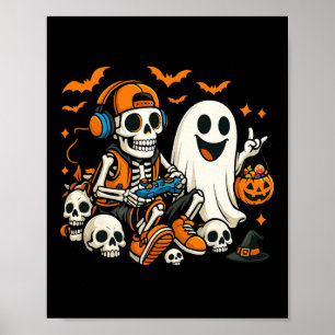 Halloween-Skelett-Gamer-Videospiel-Ghost-Hallow Poster
