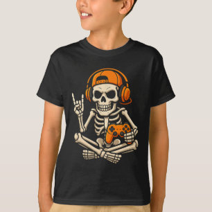 Halloween-Skelett-Gamer-Videospiel-Jugendlicher T-Shirt
