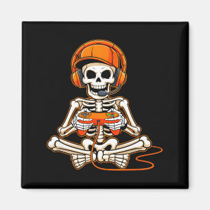 Halloween-Skelett-Gamer-Videospiel-Jungen-Männer-K Magnet