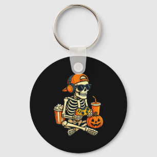 Halloween-Skelett-Gamer-Videospiel-Jungen-Männer-K Schlüsselanhänger