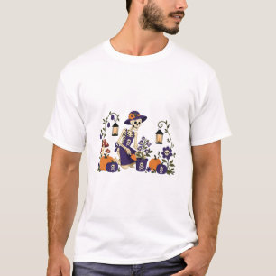 Halloween-Skelett-Gärtner-Kürbisfeld T-Shirt