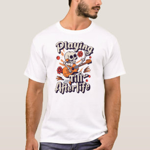 Halloween Skelett Gitarre spielen bis ins Nachlebe T-Shirt