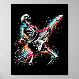 Halloween Skelett Gitarre spielen - Rock and Roll Poster