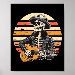 Halloween Skelett Gitarrenrock und Roll Nd Poster