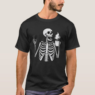 Halloween-Skelett-Kaffee-Frieden-Lustiges-Kostüm M T-Shirt
