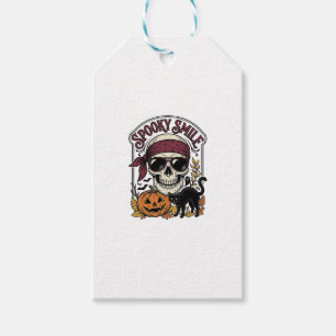 Halloween-Skelett-Katze Vintage-Kürbis-Grafik_1 Geschenkanhänger