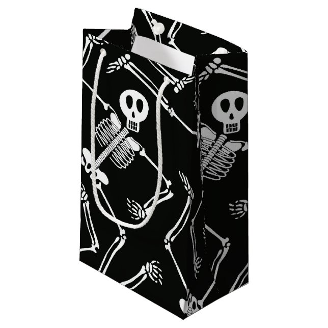 Halloween Skelett kleine Geschenktasche Geschenktüte (Vorderseite Schrägansicht)