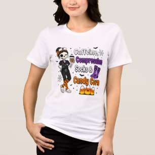 Halloween-Skelett-Krankenschwester Lustiges T-Shir Tri-Blend Shirt