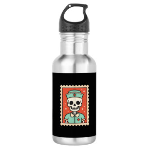 Halloween-Skelett-Krankenschwester-Stempel-Design_ Edelstahlflasche