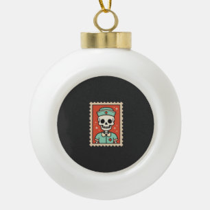 Halloween-Skelett-Krankenschwester-Stempel-Design_ Keramik Kugel-Ornament