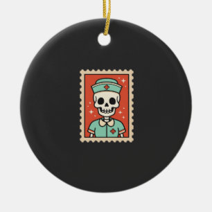 Halloween-Skelett-Krankenschwester-Stempel-Design_ Keramik Ornament