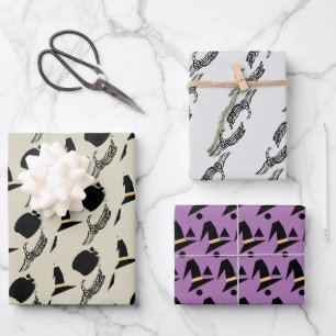 Halloween-Skelett-Kürbis-Hexen-Muster Geschenkpapier Set