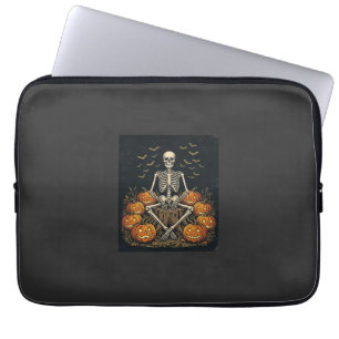 Halloween-Skelett-Kürbis Vintage Retro Design_1 Laptopschutzhülle