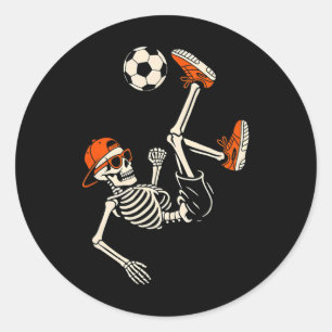 Halloween-Skelett Lustiges Fußball-Shirt für Teena Runder Aufkleber