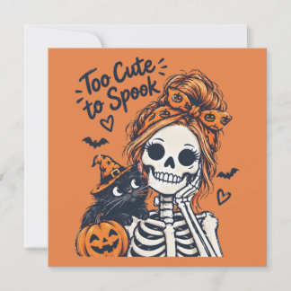 Halloween-Skelett-Mädchen Zu Süß zum Gruseln Feiertagskarte