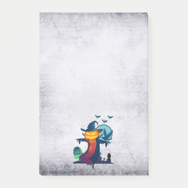 Halloween-Skelett mit Fledermauskeule Post-it Klebezettel (Vorderseite)