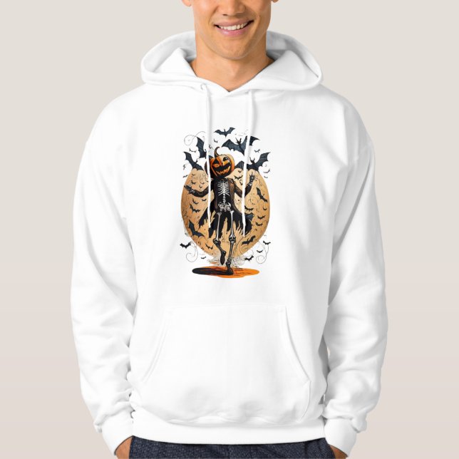 Halloween-Skelett mit Kürbis Hoodie (Vorderseite)