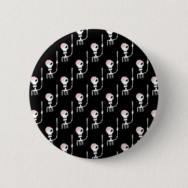 Halloween-Skelett mit Schwert Button (Vorderseite)