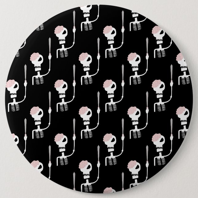 Halloween-Skelett mit Schwert Button (Vorderseite)