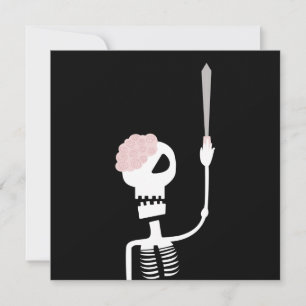 Halloween-Skelett mit Schwert Mitteilungskarte