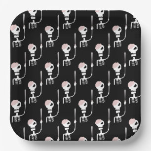 Halloween-Skelett mit Schwert Pappteller
