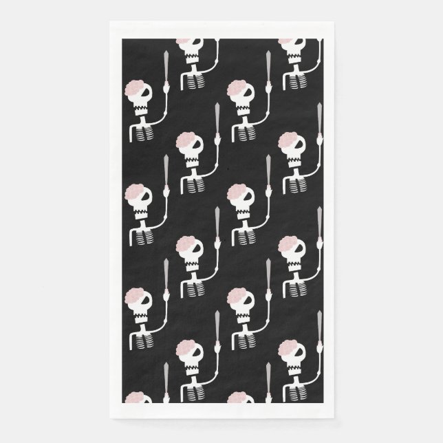 Halloween-Skelett mit Schwert Serviette (Vorderseite)