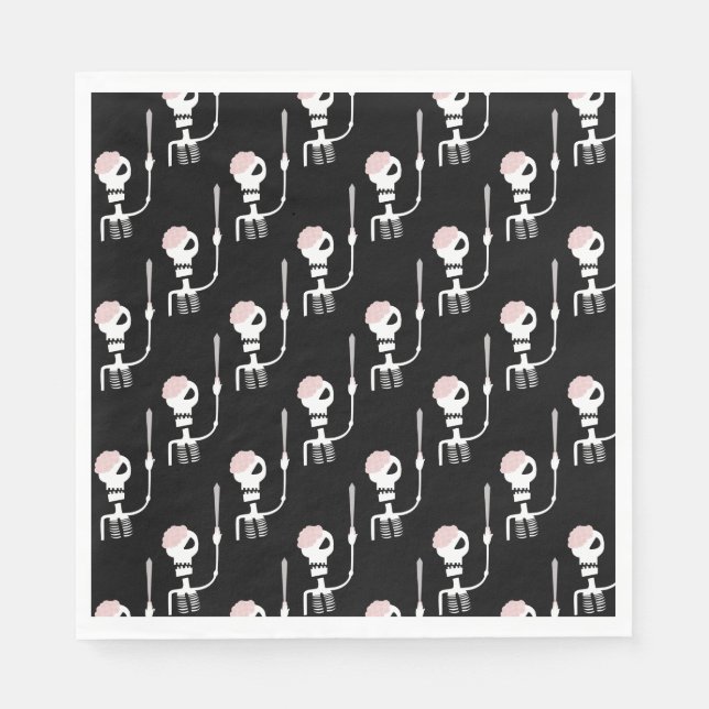 Halloween-Skelett mit Schwert Serviette (Vorderseite)