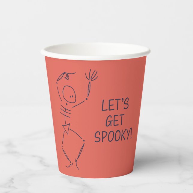 Halloween Skelett - orange Pappbecher (Vorderseite)