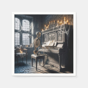 Halloween-Skelett-Pianist Serviette