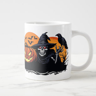 Halloween-Skelett-Porträt-Kürbis-Magie 🦇 Jumbo-Tasse