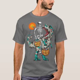 Halloween-Skelett reitet Mumie Dinosaurier T rex K T-Shirt