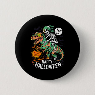 Halloween-Skelett reitet Mumie T-Rex Dinosaurier S Button