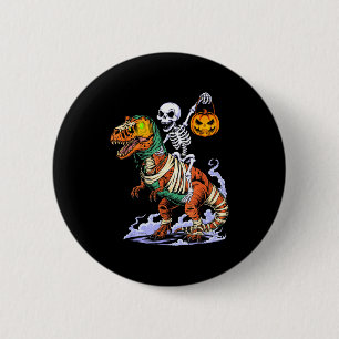 Halloween-Skelett reitet Mumie T-Rex Dinosaurier S Button