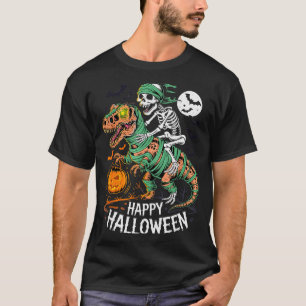 Halloween-Skelett reitet Mumie T-Rex-Dinosaurier-S T-Shirt
