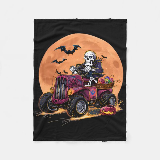Halloween Skelett Reitmonster Truck Kleinkind Bo Fleecedecke (Vorderseite)