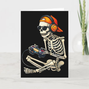 Halloween-Skelett Retro-Gamer Videospiel Jungen M Karte