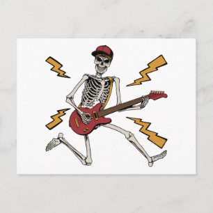 Halloween-Skelett Rock Hand Gitarre spielend Postkarte