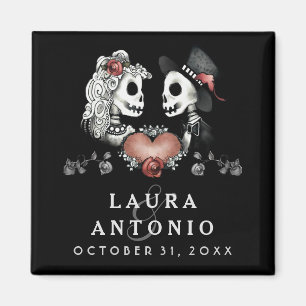 Halloween-Skelett-schwarzes Herz Save the Date Magnet