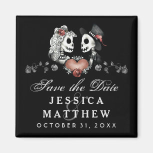 Halloween-Skelett-schwarzes Herz Save the Date Magnet