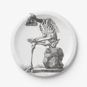 Halloween Skelett Sitting Anatomie Pappteller