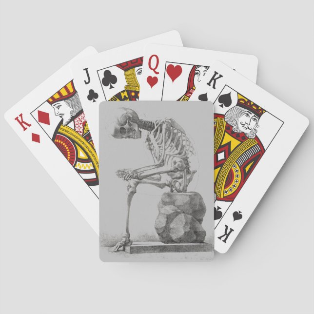 Halloween Skelett Sitting Anatomie Spielkarten (Rückseite)