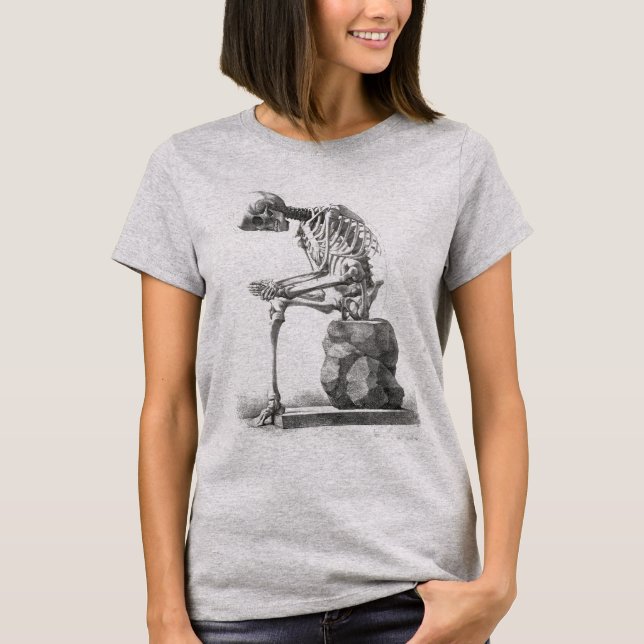 Halloween Skelett Sitting Anatomie T-Shirt (Vorderseite)