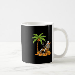 Halloween-Skelett-Strandurlaub-Palmbaum-Kürbis Kaffeetasse