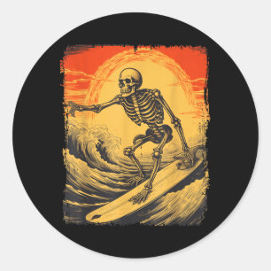 Halloween-Skelett-Surfing-Surfbrett-Gruselige Sais Runder Aufkleber